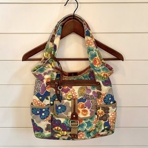 Fossil Large Floral Shoulder Hobo Bag Purse